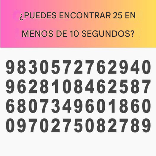 Sólo las personas con un coeficiente intelectual de 150 o superior pueden encontrar el 25 en 10 segundos